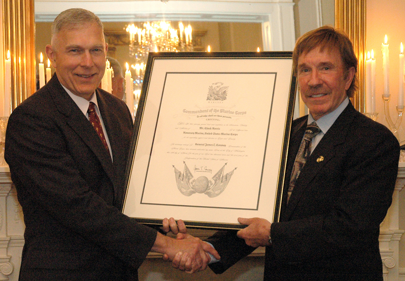 Chuck Norris at honorary Marine ceremony